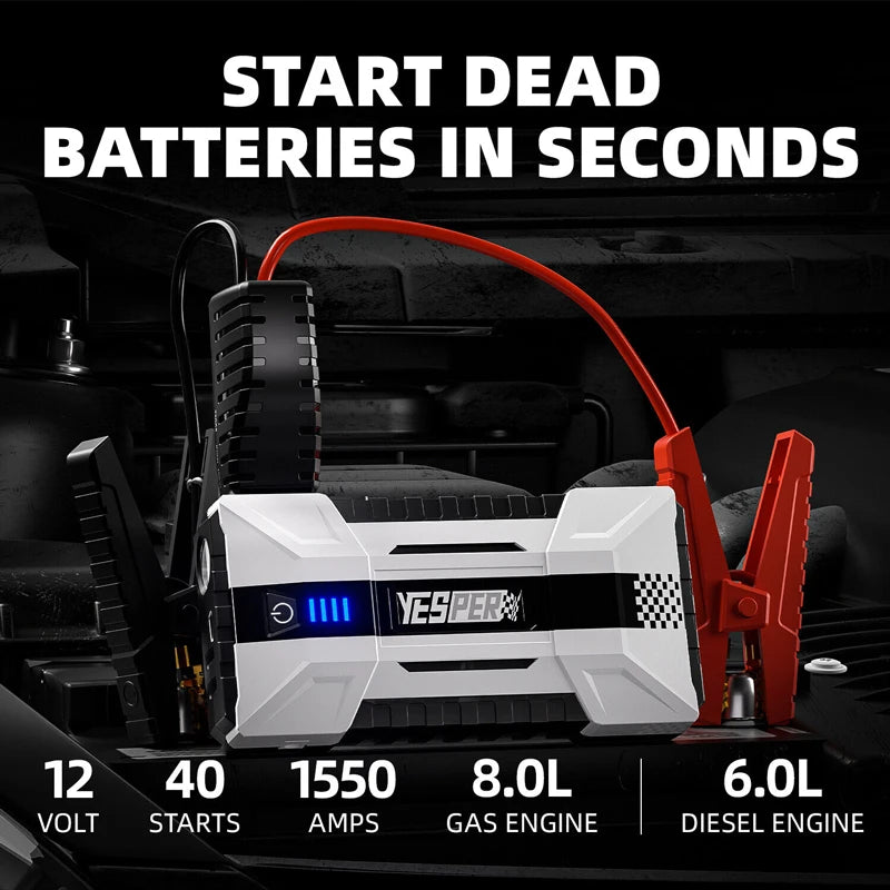 YESPER 1000A Car Jump Starter Power Bank 12000mAh Portable Battery Station For 8L/6L Car Emergency Booster Starting Device YJS15