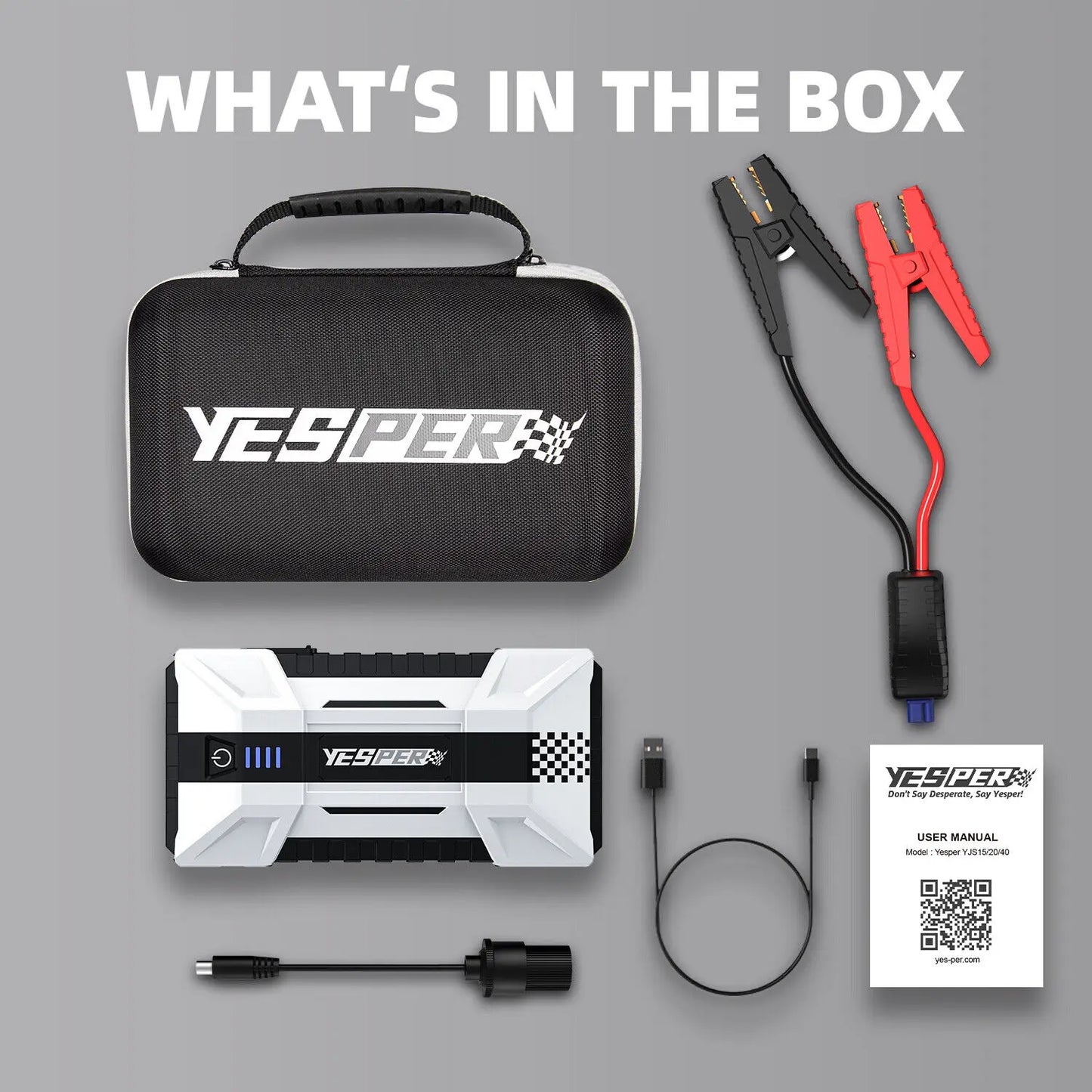 YESPER 1000A Car Jump Starter Power Bank 12000mAh Portable Battery Station For 8L/6L Car Emergency Booster Starting Device YJS15