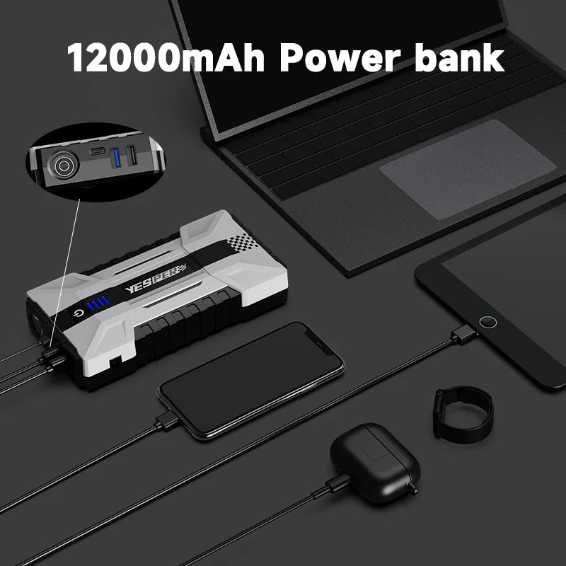 YESPER 1000A Car Jump Starter Power Bank 12000mAh Portable Battery Station For 8L/6L Car Emergency Booster Starting Device YJS15